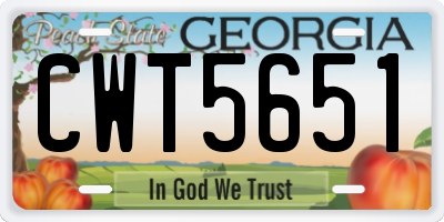 GA license plate CWT5651