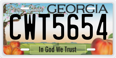 GA license plate CWT5654