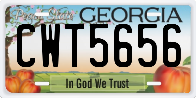 GA license plate CWT5656