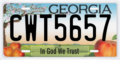 GA license plate CWT5657