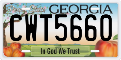 GA license plate CWT5660