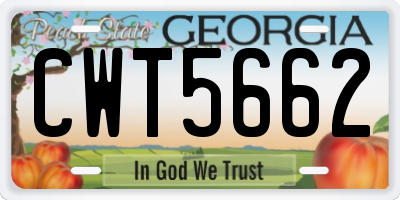 GA license plate CWT5662