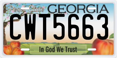 GA license plate CWT5663