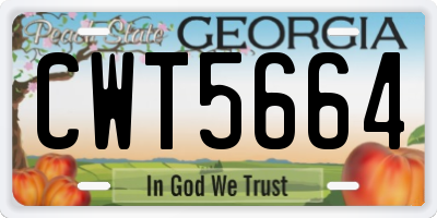 GA license plate CWT5664