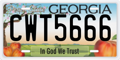 GA license plate CWT5666
