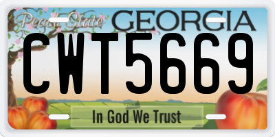GA license plate CWT5669