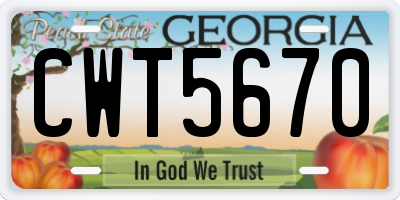 GA license plate CWT5670