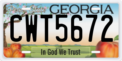 GA license plate CWT5672