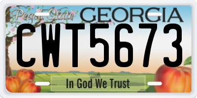 GA license plate CWT5673