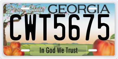 GA license plate CWT5675