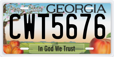 GA license plate CWT5676