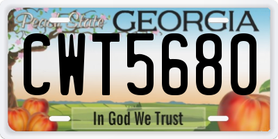 GA license plate CWT5680