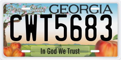 GA license plate CWT5683