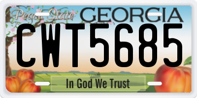 GA license plate CWT5685