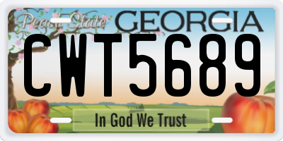 GA license plate CWT5689