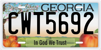 GA license plate CWT5692