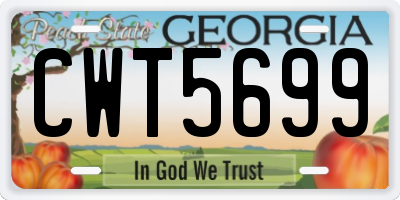 GA license plate CWT5699