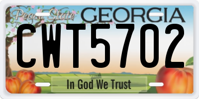 GA license plate CWT5702