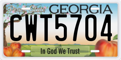 GA license plate CWT5704