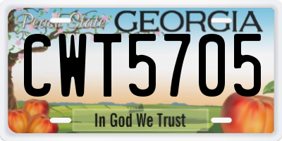 GA license plate CWT5705