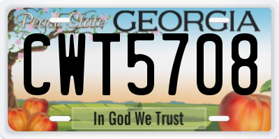 GA license plate CWT5708