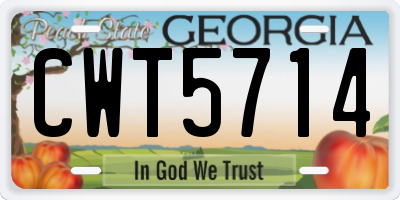 GA license plate CWT5714