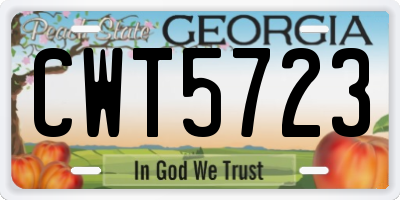 GA license plate CWT5723