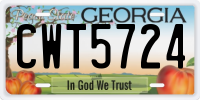 GA license plate CWT5724