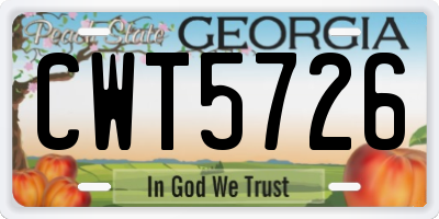 GA license plate CWT5726