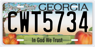 GA license plate CWT5734