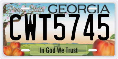 GA license plate CWT5745