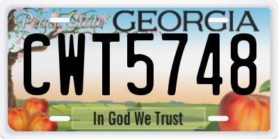 GA license plate CWT5748