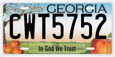 GA license plate CWT5752