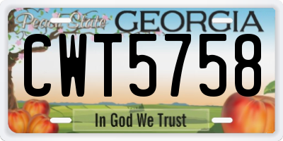 GA license plate CWT5758