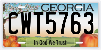 GA license plate CWT5763