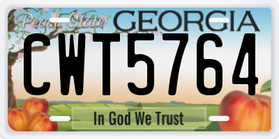 GA license plate CWT5764