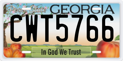 GA license plate CWT5766