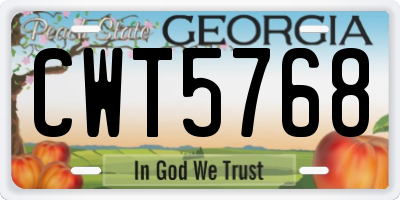 GA license plate CWT5768