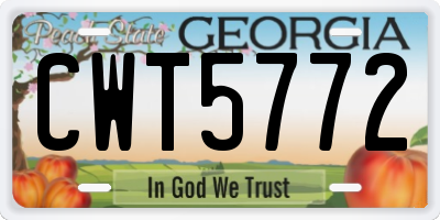 GA license plate CWT5772