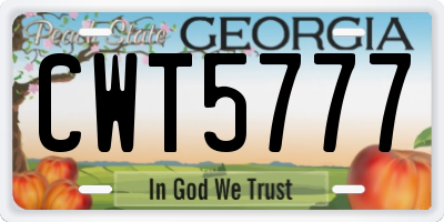 GA license plate CWT5777