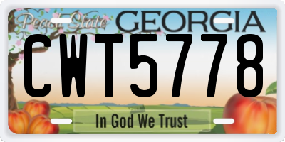 GA license plate CWT5778
