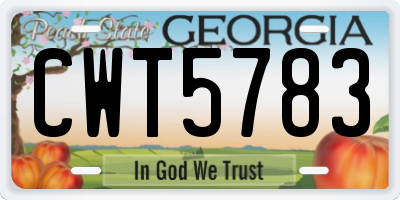 GA license plate CWT5783