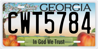 GA license plate CWT5784