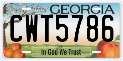 GA license plate CWT5786