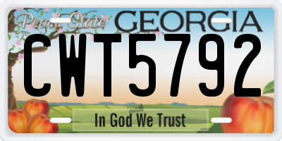 GA license plate CWT5792