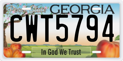 GA license plate CWT5794
