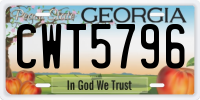 GA license plate CWT5796