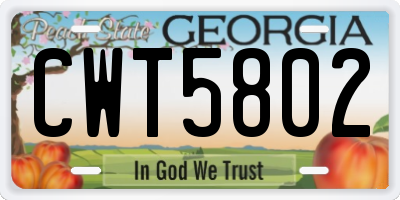 GA license plate CWT5802