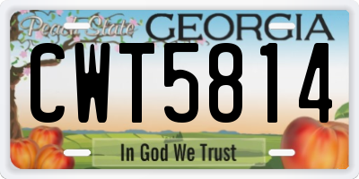 GA license plate CWT5814