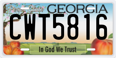 GA license plate CWT5816